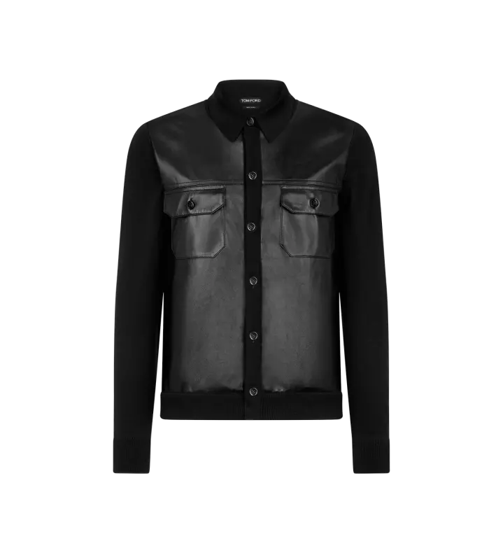 LEATHER FRONT SHIRT BLACK online